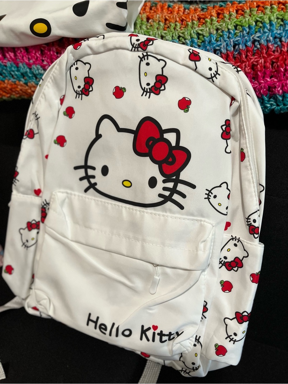 Hello Kitty White and Red Kids Backpack with Apple Accents